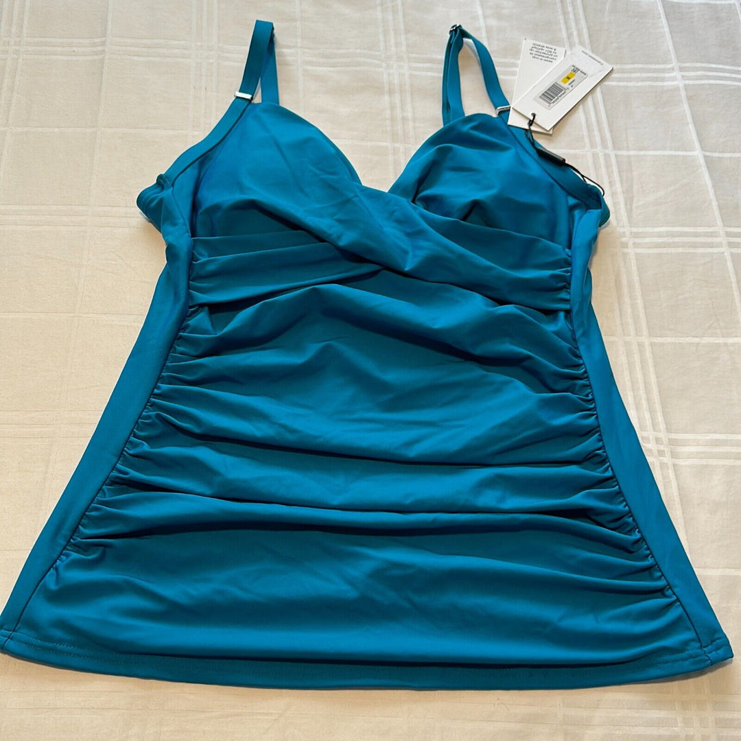 Calvin Klein Women's Blue Twist Tummy Control Tankini Swim Top Size Medium