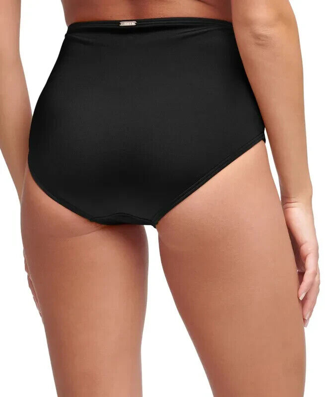 Calvin Klein Women Black Pleated Stretch High-Waist Bikini Swim Bottoms Size XXL