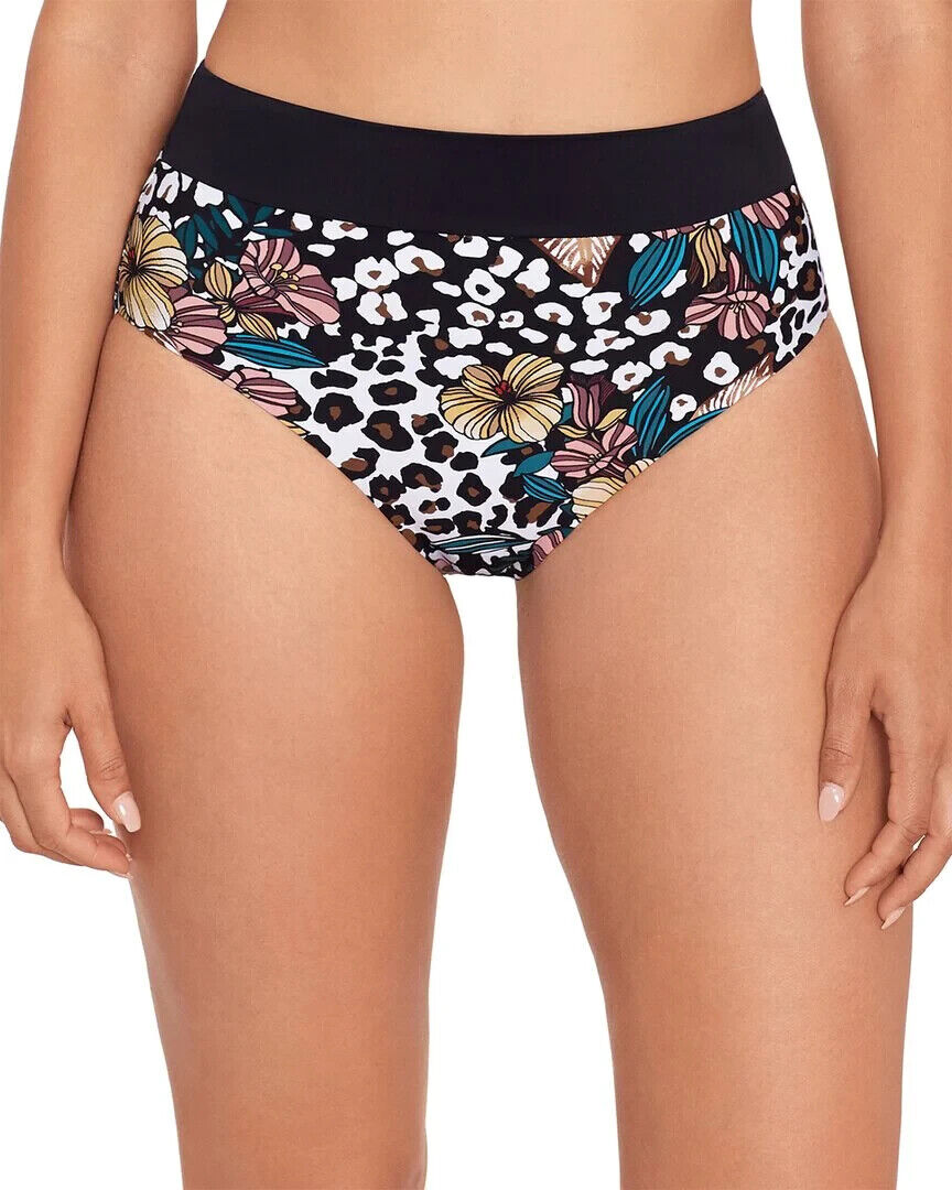 Skinny Dippers Women's Black Desert Rose Honeybuns Bikini Bottom Size M