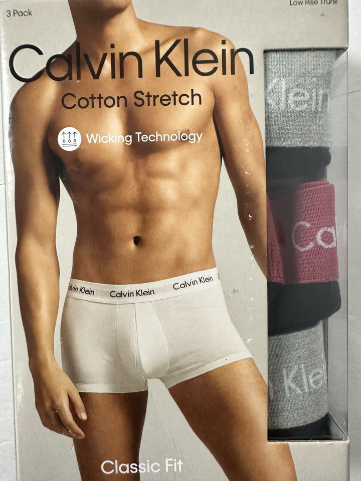 Calvin Klein Men's Black Cotton Stretch 3 Pack Low Rise Trunks Brief Size Small