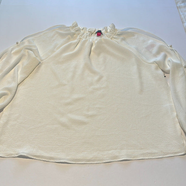 Vince Camuto Women's Ivory Cold Shoulder Crepe Pullover Blouse Top Size Large