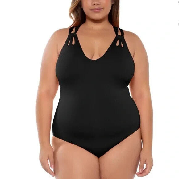 Becca Women's Black Removable Cups Tear Drop One Piece Swimsuit Size 1X 16-18