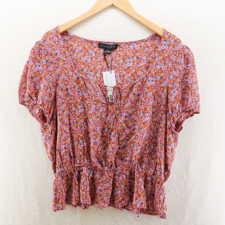 Sanctuary Women's Meadow Ditsy Floral Meet You There Blouse Top Size Small