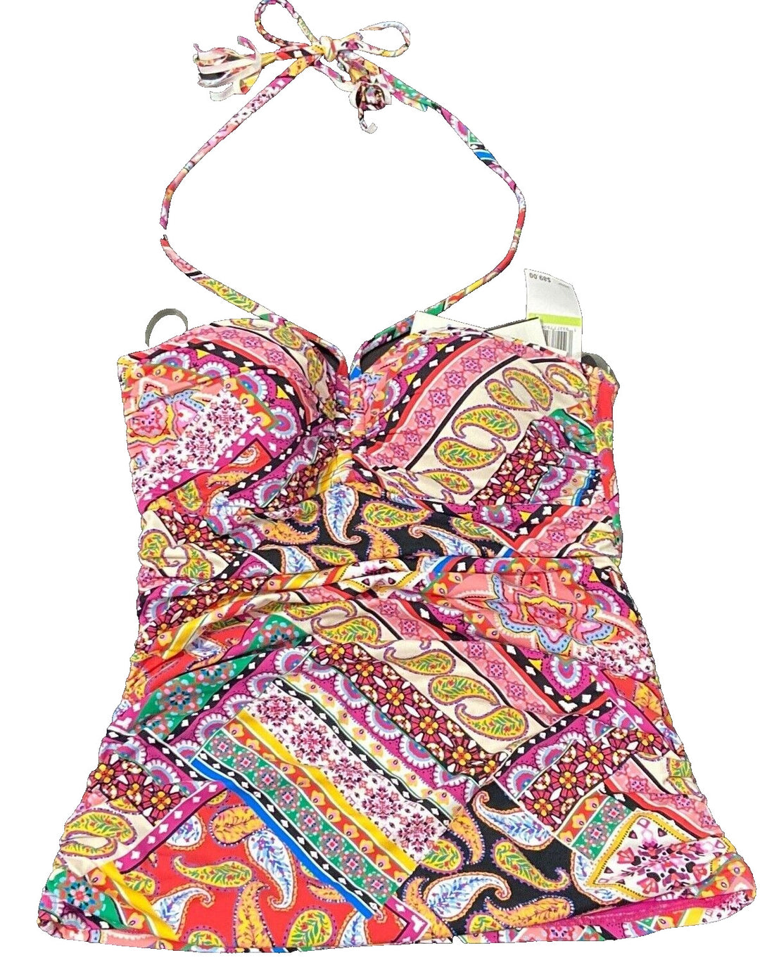 Bleu Rod Beattie Women's RBJC21463 Multicolor Halter Neck Bandeau Swim Top Sz 4