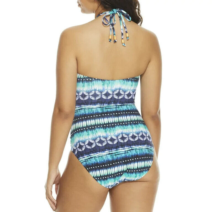 Bleu Rod Beattie Women's Navy Blue Sun Sea Sand Bandeau One Piece Swimsuit Sz 14