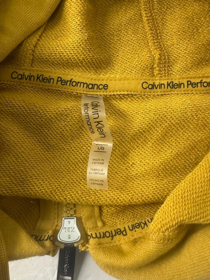 Calvin Klein Performance Women's Yellow Full Zip Logo Tape Sleeve Jacket Size L