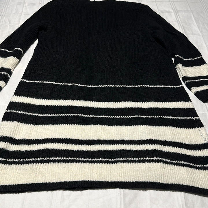 Style & Co. Women's Black Striped Long Sleeve Cardigan Sweater Size 1X