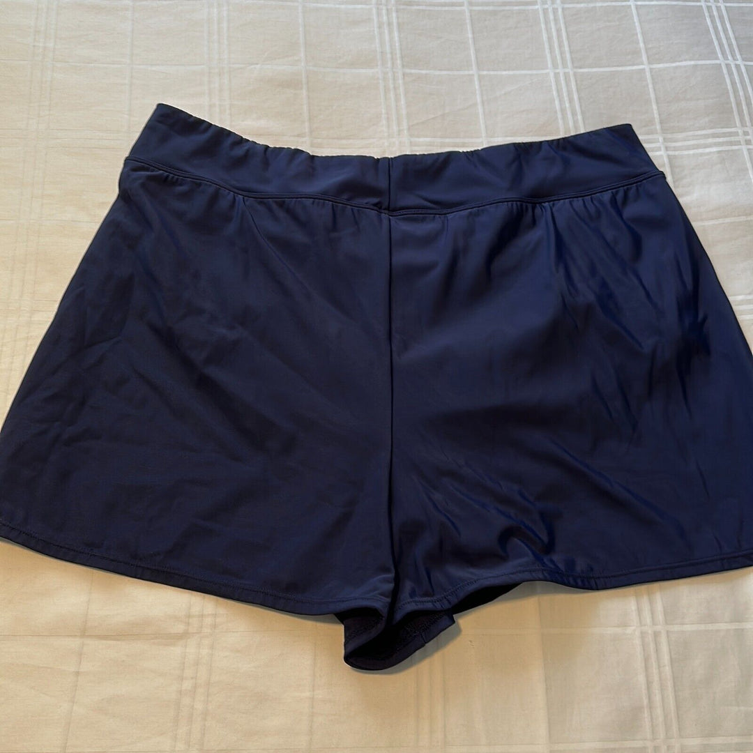 Swim Solutions Women's Navy Blue Elastic Waist Pull On Swim Shorts Size 16W