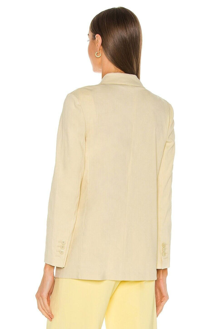 Theory Women's Ivory Light Linen Stretch Double Breasted Piazza Jacket Size 2