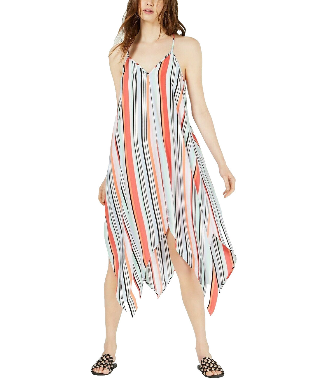 Bar III Women's Striped Handkerchief-Hem Dress Friendly Stripe Small