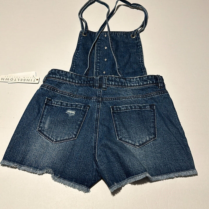 Tinseltown Womens Blue Cotton Dark Wash Denim One Piece Overall Size XL