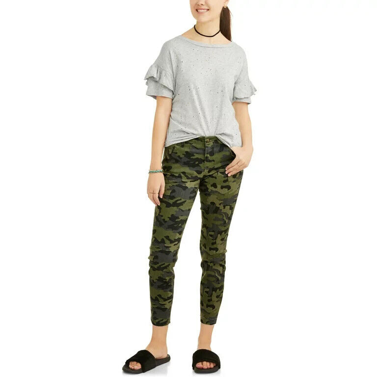 Black Daisy Women's Billie War Camo Green Combo Mid Rise Skinny Jeans Size 3/26