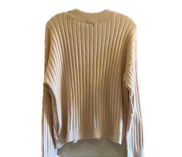 Sanctuary Women's Pink Cotton Blend Cozy Ribbed V Neck Cardigan Sweater Size L