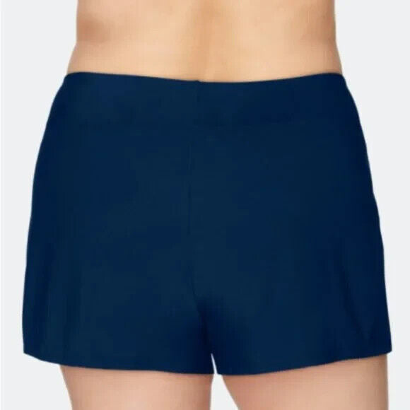 Swim Solutions Women's Navy Blue Elastic Waist Pull On Swim Shorts Size 16W