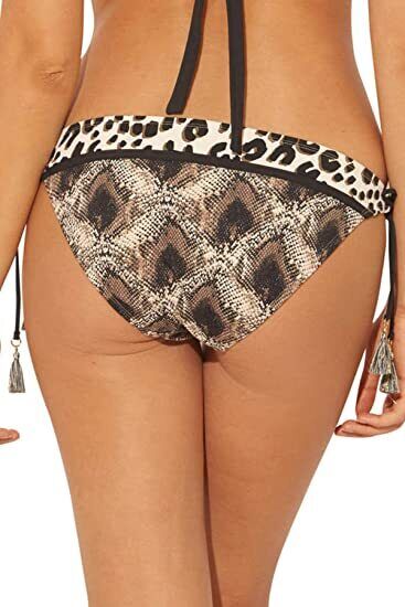 Bleu Rod Beattie Women's Brown Snake Print Side Tie Hipster Bikini Bottom Sz 10