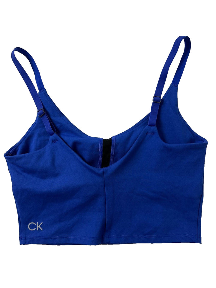 Calvin Klein Performance Womens Blue V-Neck Low Impact Crop Top Size XS