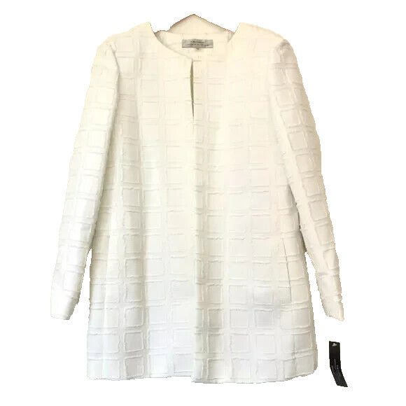 Tahari Arthur S Levine Women's White Geometric 2 Piece Jacket Skirt Suit Size 4