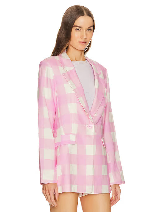 Sanctuary Womens Candy Gingham Long Sleeve Kora Blazer Jacket Size S