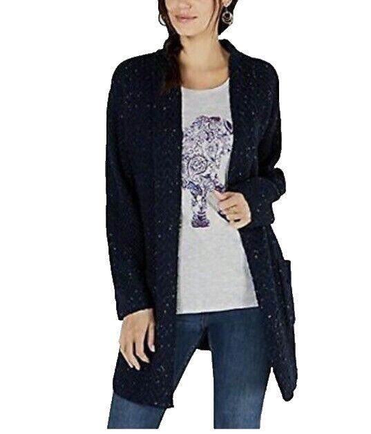 Style & Co. Women's Blue Industrial Comb Open Front Cardigan Sweater Size S