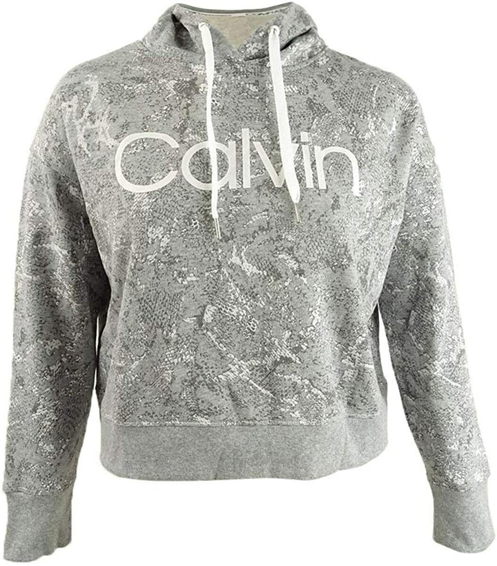 Calvin Klein Women's Gray Snake Print Fitness Running Pullover Hoodie Size XXL