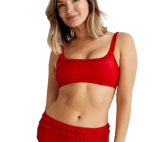 Tommy Hilfiger Women's Scarlet Stretch Ruffle Strap Bikini Swim Top Size XL