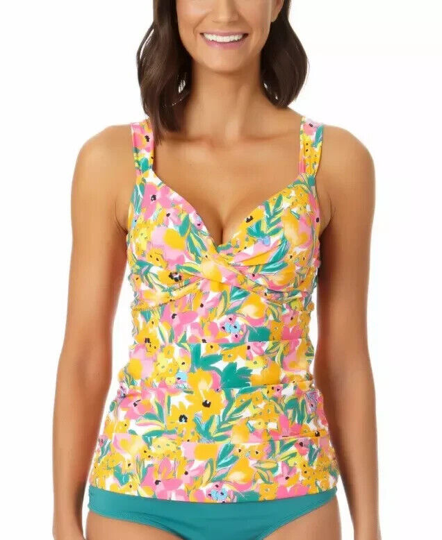 Anne Cole Women's Multi Sunshine Floral Underwire Twist Tankini Top Size 34C/36B