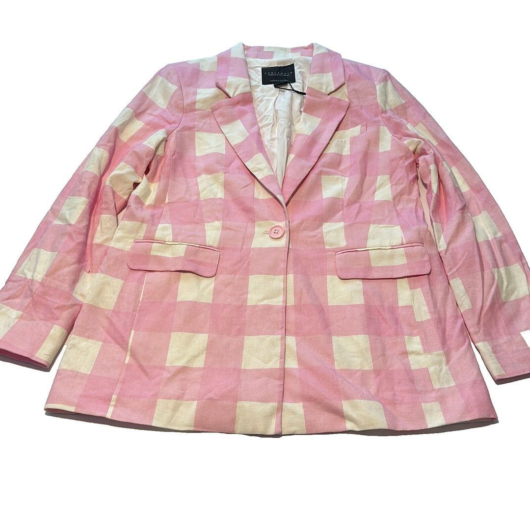 Sanctuary Womens Candy Gingham Long Sleeve Kora Blazer Jacket Size S