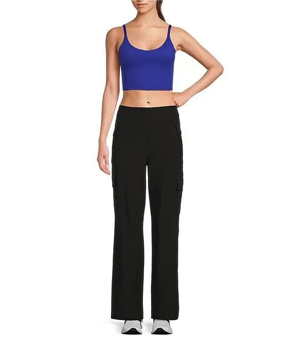 Calvin Klein Performance Womens Blue V-Neck Low Impact Crop Top Size XS