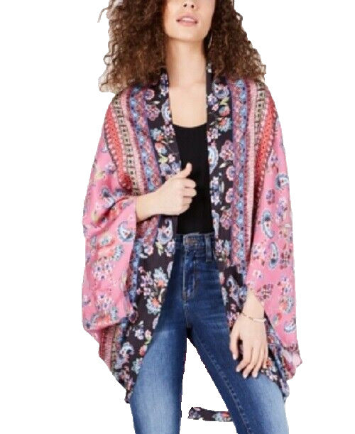 STELLA + GINGER Cotton Printed Kimono Cape Multicolor M