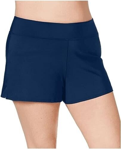 Swim Solutions Women's Navy Blue Pull On Swim Boy Shorts Bottom Size 16W