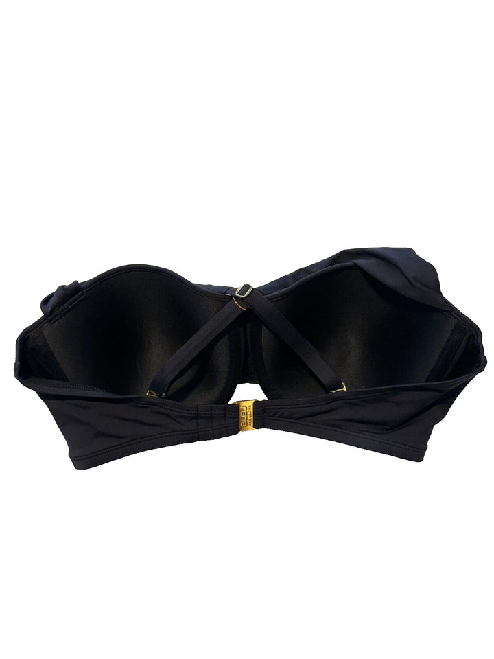 Bleu By Rod Beattie Women's Black Shirred Underwire D-Cup Bikini Top Size 36D