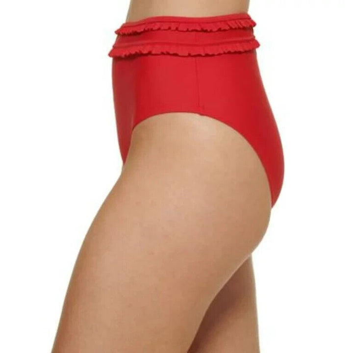 Tommy Hilfiger Women's Scarlet Ruffled High Waist Bikini Swim Bottom Size XS