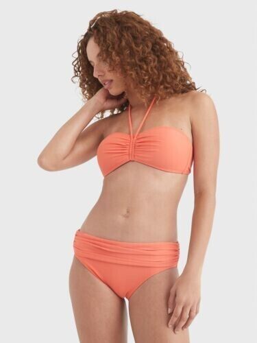 Tommy Hilfiger Women's Orange Emberglow Ruched Fold Over Bikini Bottom Size M