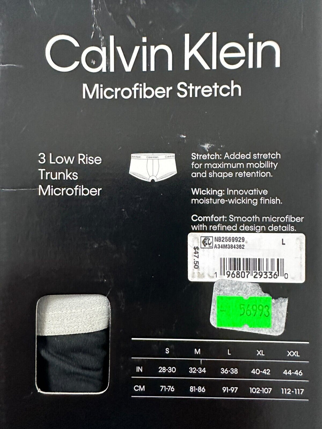 Calvin Klein Men's Black Classic Fit 3 Low Rise Trunks Underwear Size Large