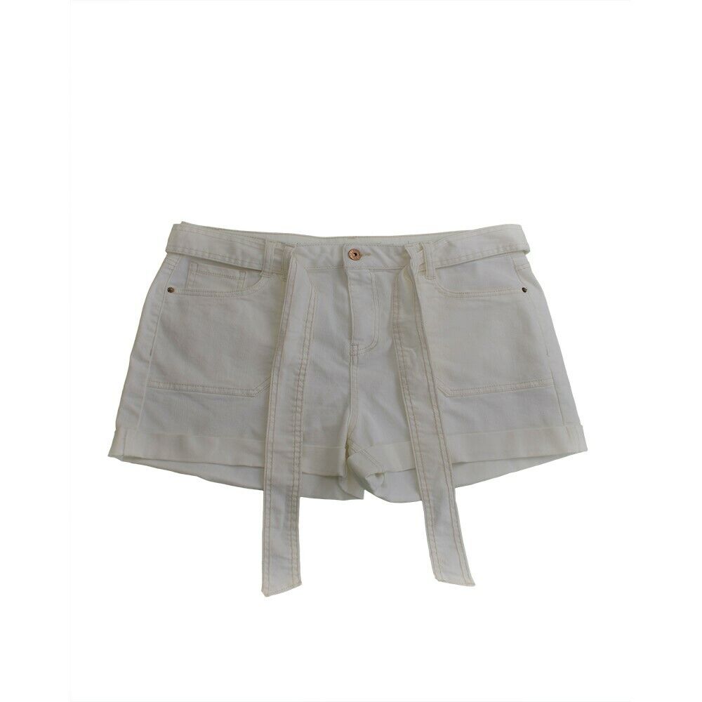 Vanilla Star Juniors' Belted Utility Shorts White 32W