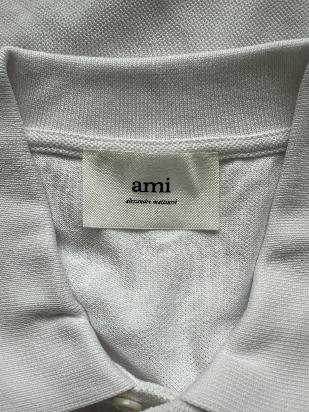 Ami Men's White Solid Short Sleeve Button Paris Ami De Coeur Polo Shirt Size L