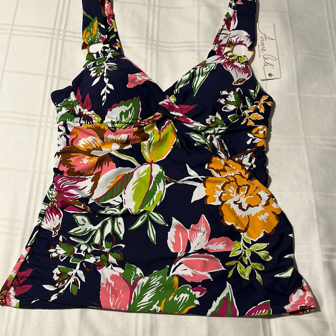 Anne Cole Women's Multicolor Floral Twist Front Underwire Tankini Top Sz 34C/36B