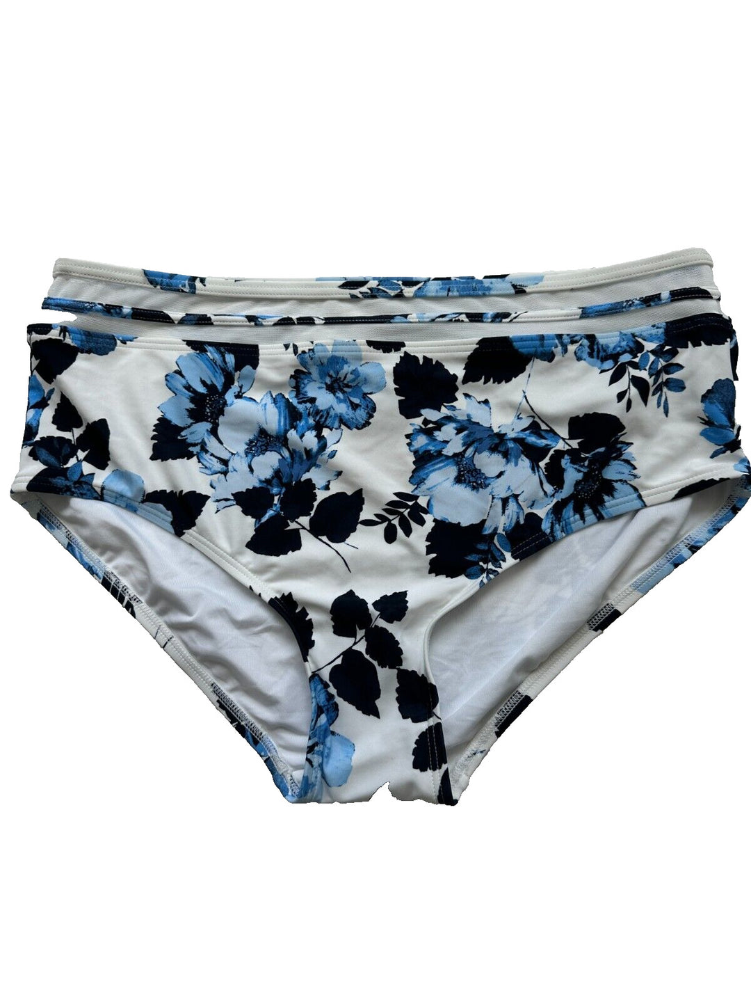 Tommy Hilfiger Women White Floral Stretch Moderate Coverage Bikini Bottom Sz XL