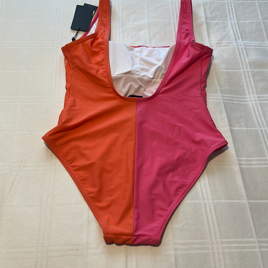 Tommy Hilfiger Women's Pink Stretch Square Neck One Piece Swimsuit Size 8