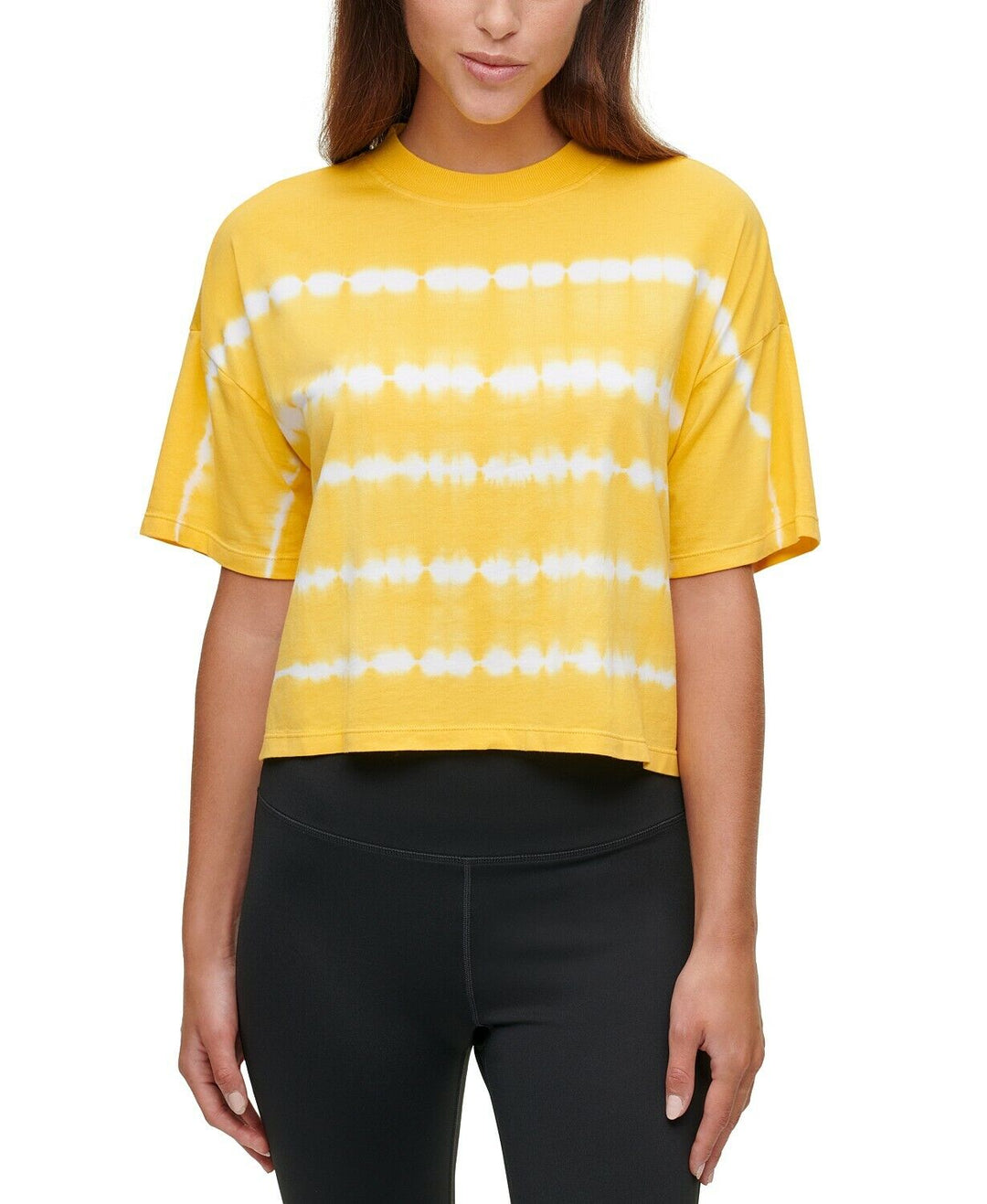 Calvin Klein Performance Tie-Dyed Mock-Neck Top Yellow L