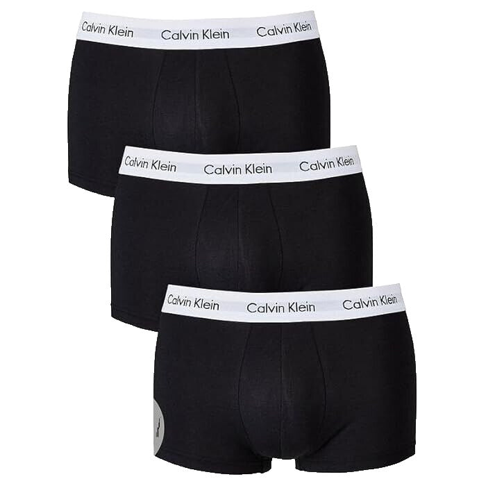 Calvin Klein Men's Black Cotton Stretch 3 Pack Low Rise Trunks Brief Size Small