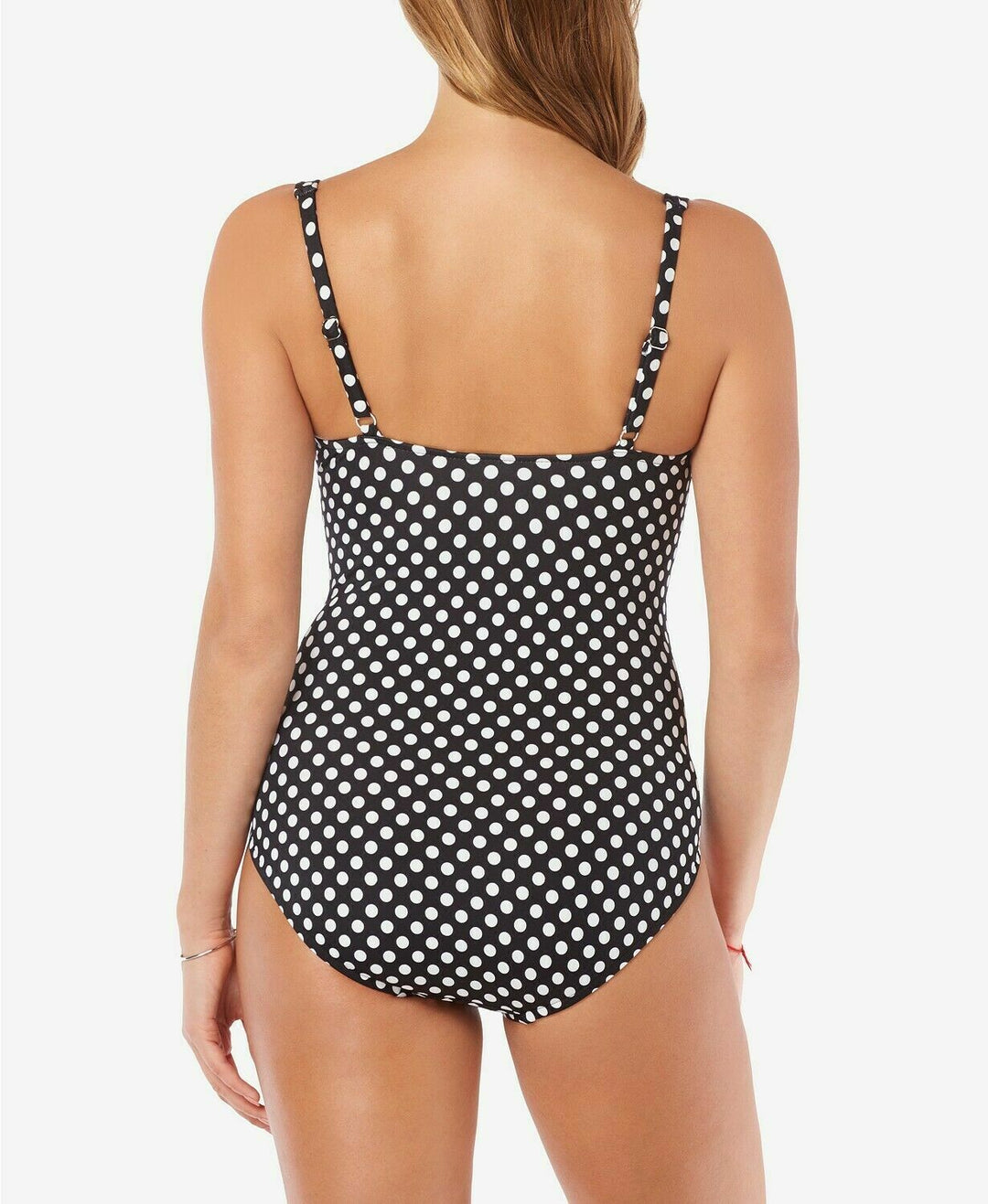 Swim Solutions Printed Beaded One-Piece Swimsuit Black/White 10