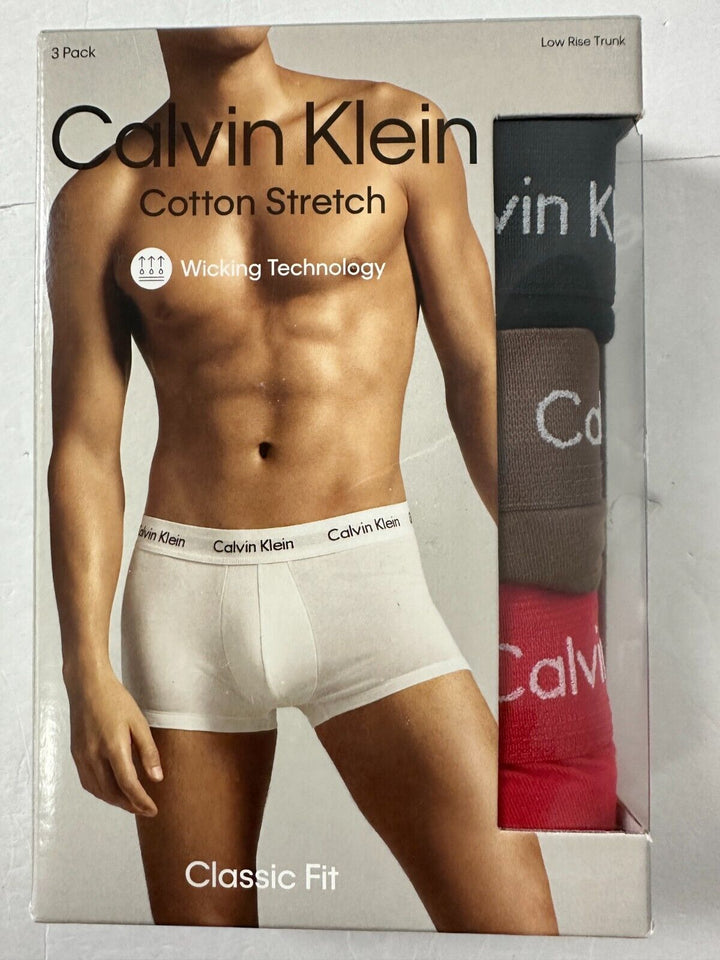 Calvin Klein Men's Black Cotton Stretch 3 Pack Low Rise Trunks Brief Size Small