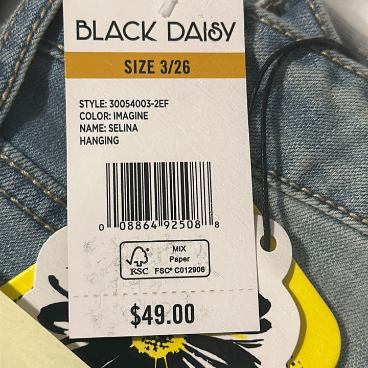 Black Daisy Selina Womens Imagine Regular Fit Distressed Skinny Jeans Size 3/26