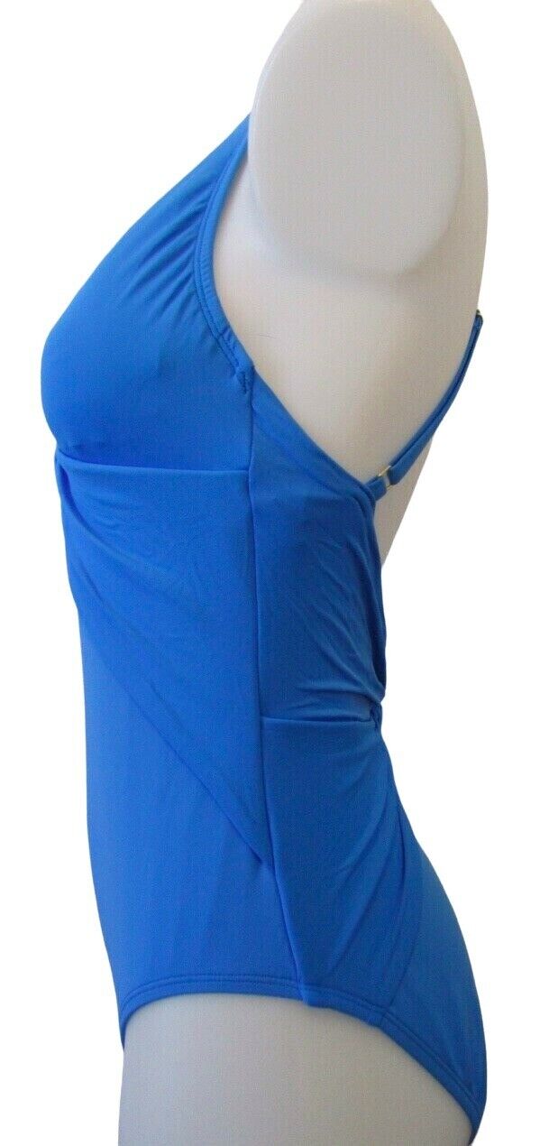 Bleu By Rod Beattie Twist & Shout Plunge One-Piece Swimsuit, Size 4 - Blue