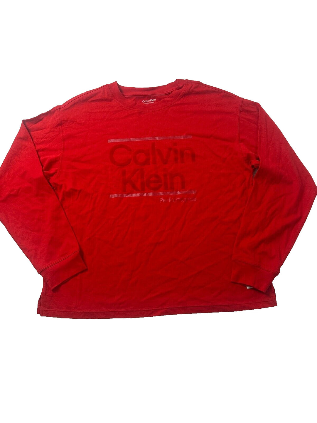 Calvin Klein Performance Women's Red Long Sleeve Cotton Pullover T-Shirt Size XS