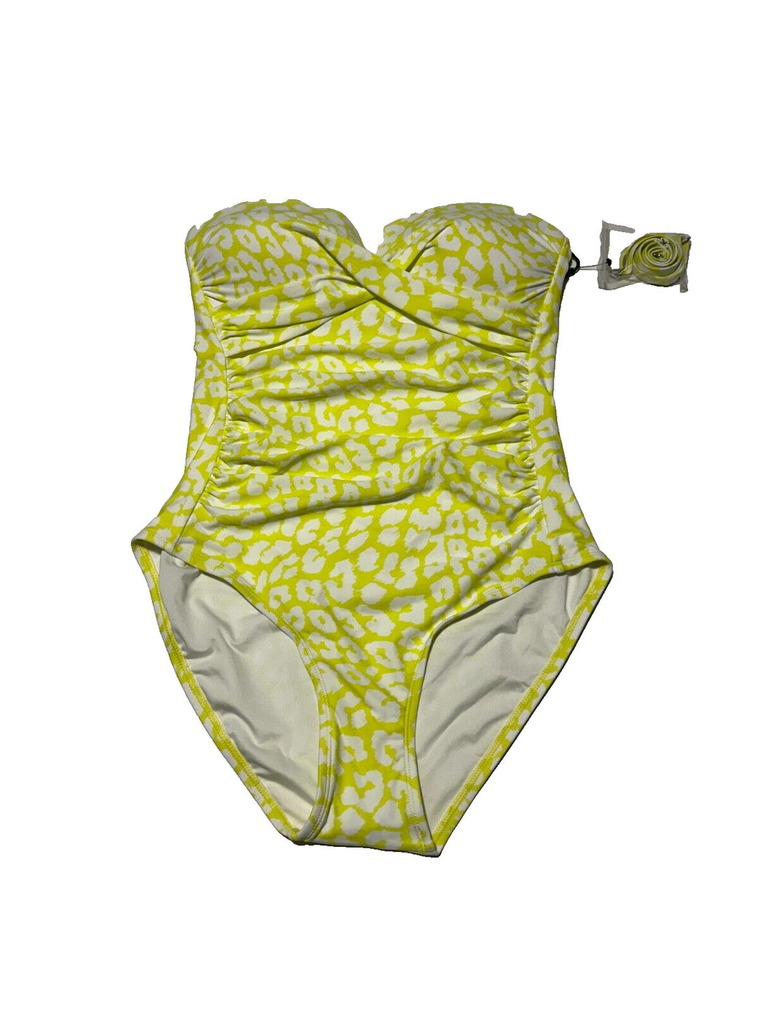 Calvin Klein Women Light Yellow Leopard Tummy-Control One-Piece Swimsuit Size 10