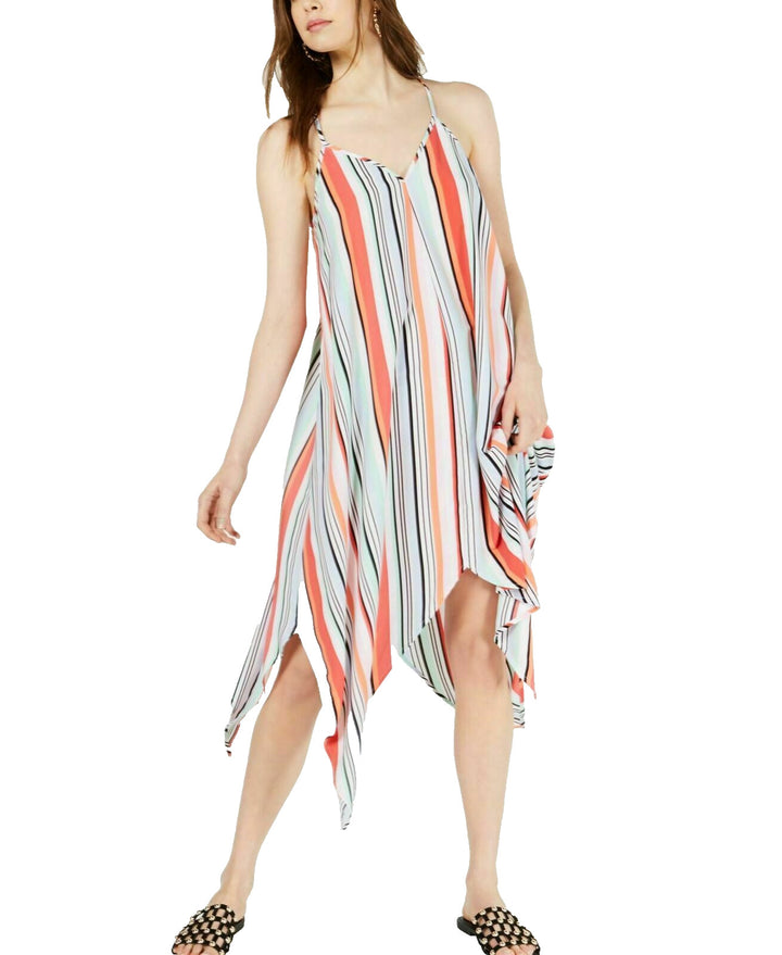 Bar III Women's Striped Handkerchief-Hem Dress Friendly Stripe Small