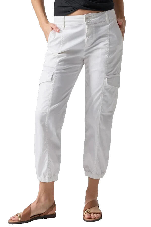 Sanctuary Womens Core White Mid Rise Relaxed Fit Tapered Cargo Rebel Pants Sz 28