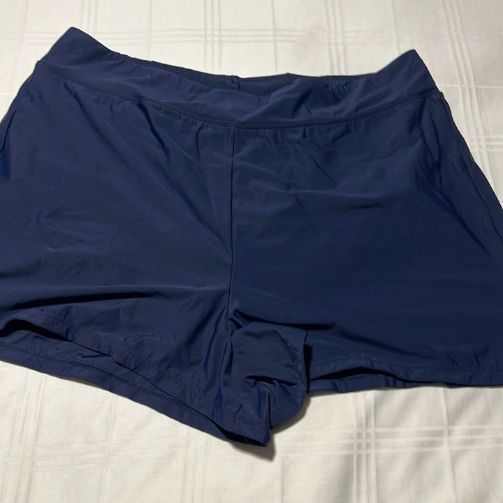 Swim Solutions Women's Navy Blue Elastic Waist Boy Shorts Bottom Size 20W